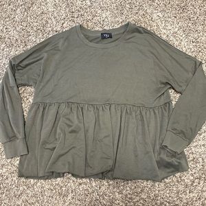 Vici Olive Green Peplum Sweatshirt
